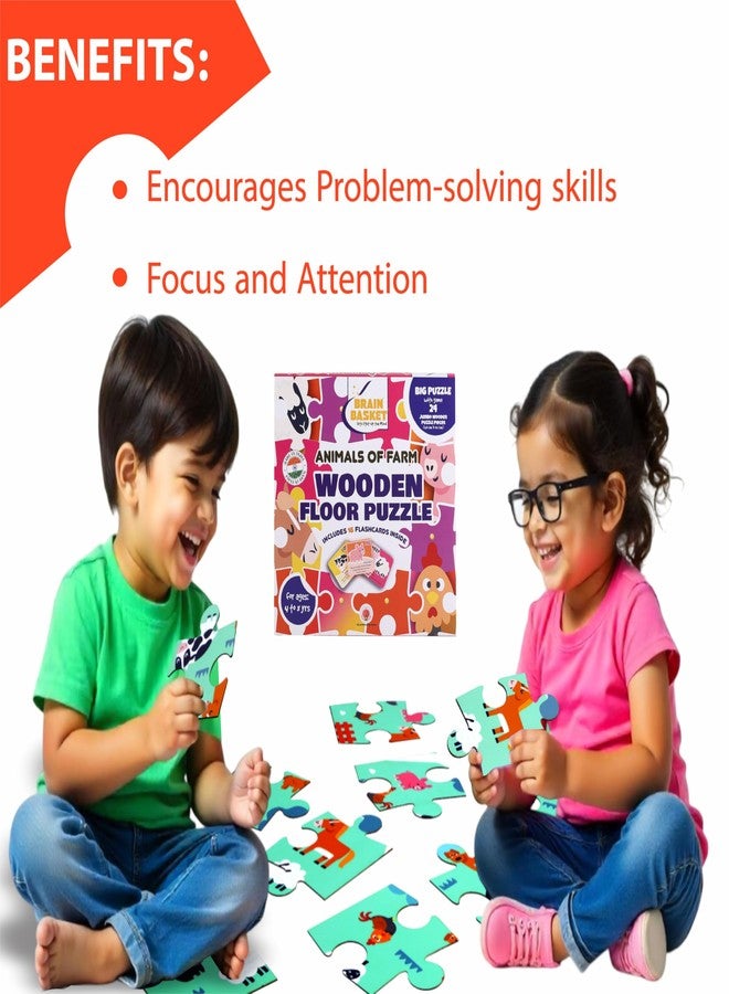 BRAIN BASKET Farm Animal Floor Puzzle | Wooden Jigsaw Puzzle for Kids | Fun Facts Animal Puzzles, Educational Toys, Gifts for Boys & Girls Ages 4+ Years (28 Pieces)| Puzzle and Scrabble Game for Kids - Image 4